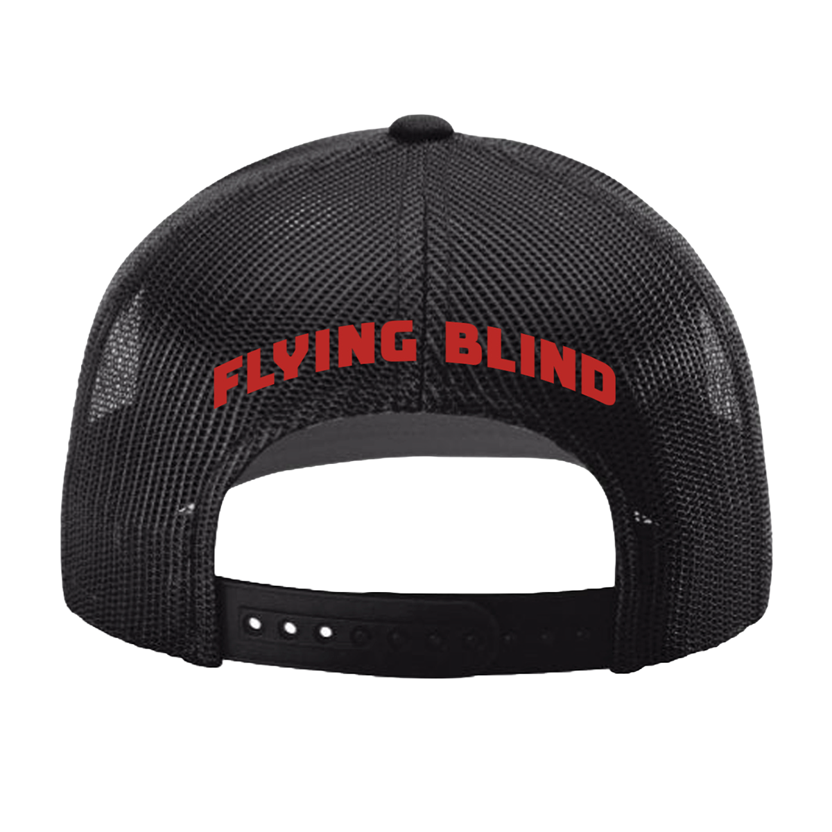 A black trucker hat with a curved brim, featuring a front graphic that reads 'SLASH' in black letters with red shadows, and a red banner below reading 'MYLES KENNEDY'. The back of the hat has black mesh panels.