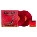 The latest album from Slash, 'Flying Blind', in vinyl format with a signed insert. The cover shows a figure diving against a circular orange, yellow, and red pattern.